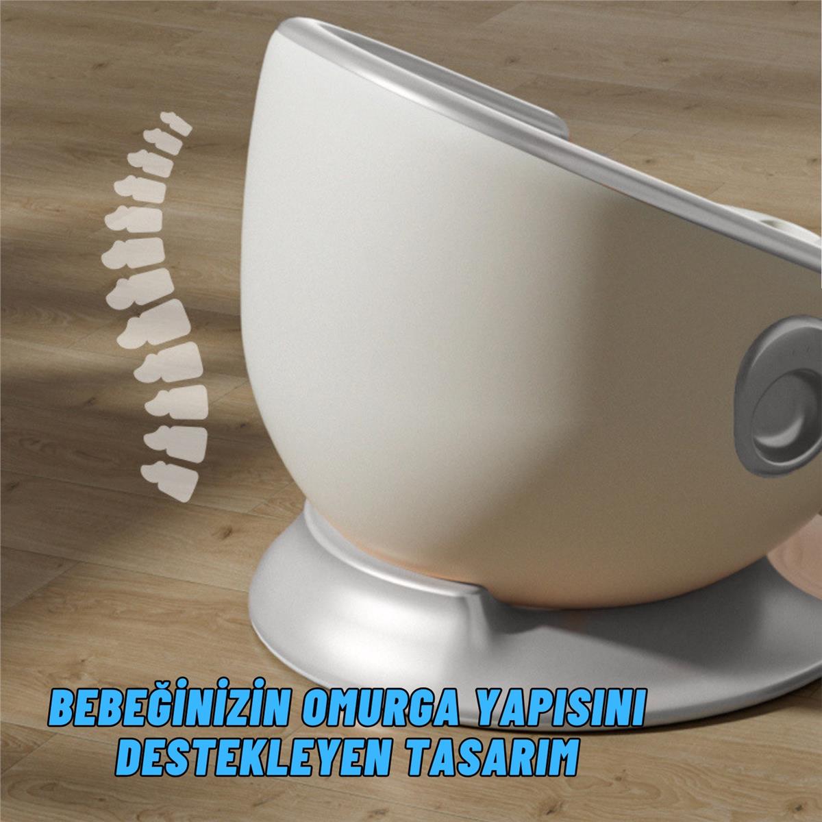 Mama ve Yemek Sandalyesi 1-8 Yaş Uyumlu Minderli Devrilmez Çocuk Oyun Koltuğu Gri