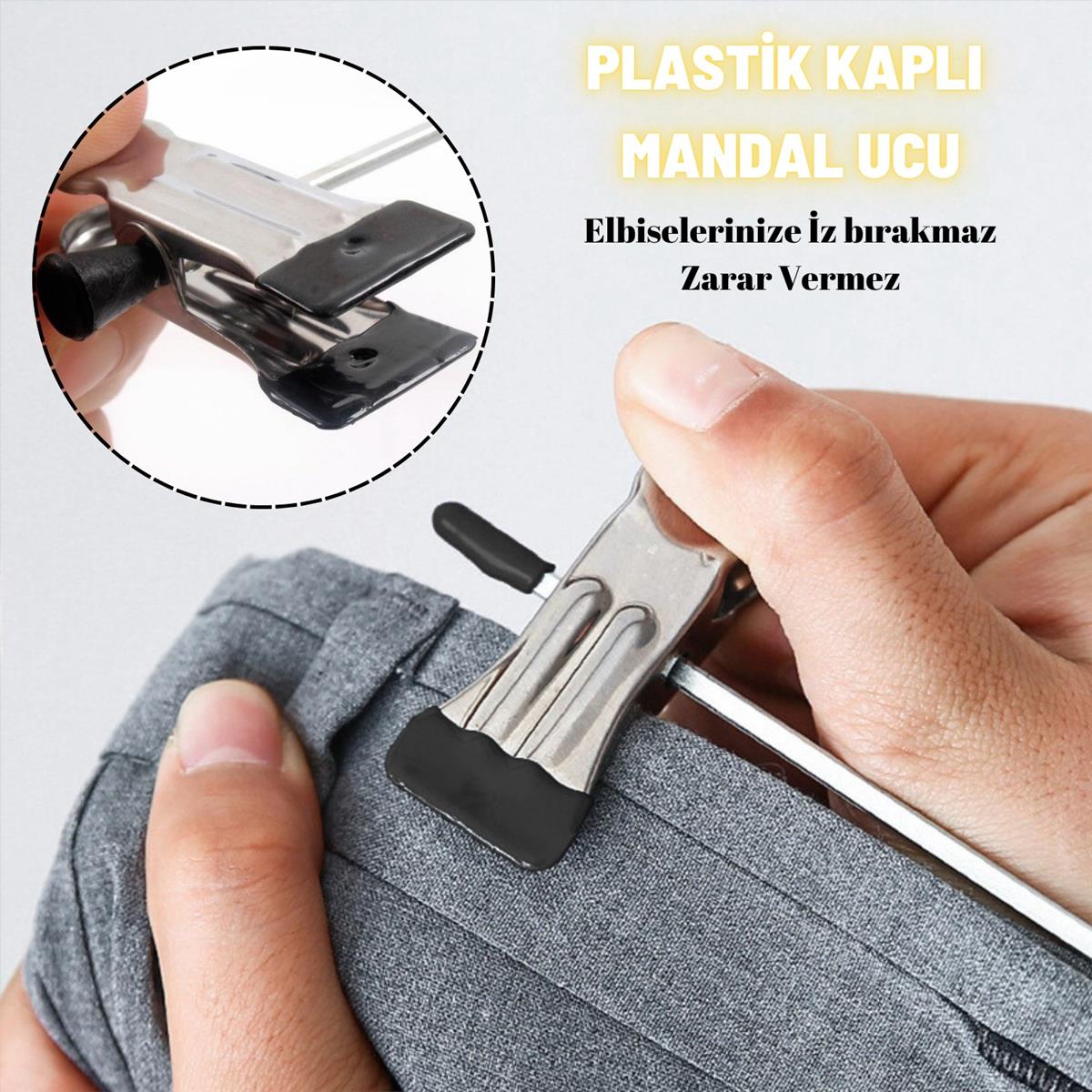 Metal Etek Pantolon Askısı Hareketli Mandallı Paslanmaz Metal Mağaza ve Ev Tipi Elbise Askısı 10 Adet