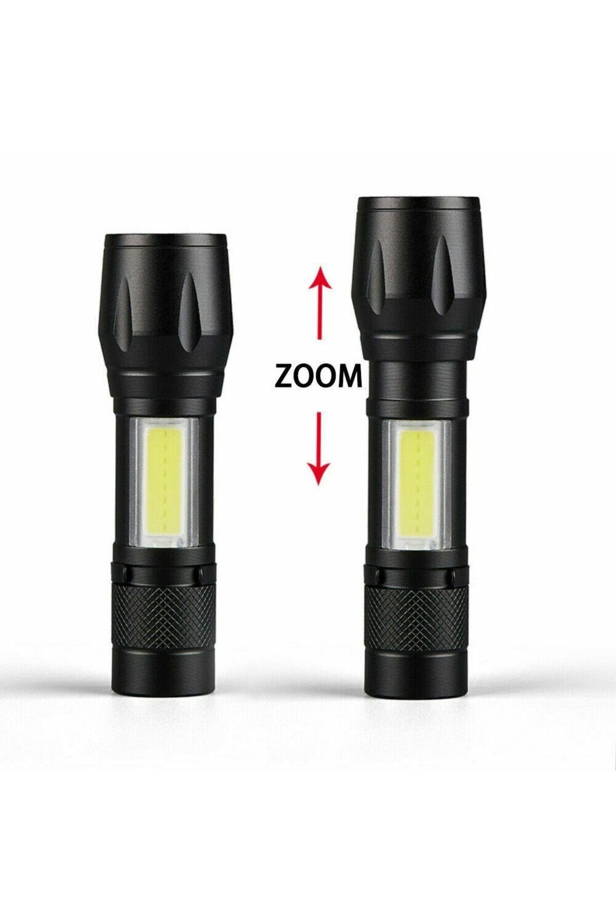 Mini El Feneri Ultra Güçlü Cob Led Şarjlı Avcılık Kamp Deprem Çantası Feneri