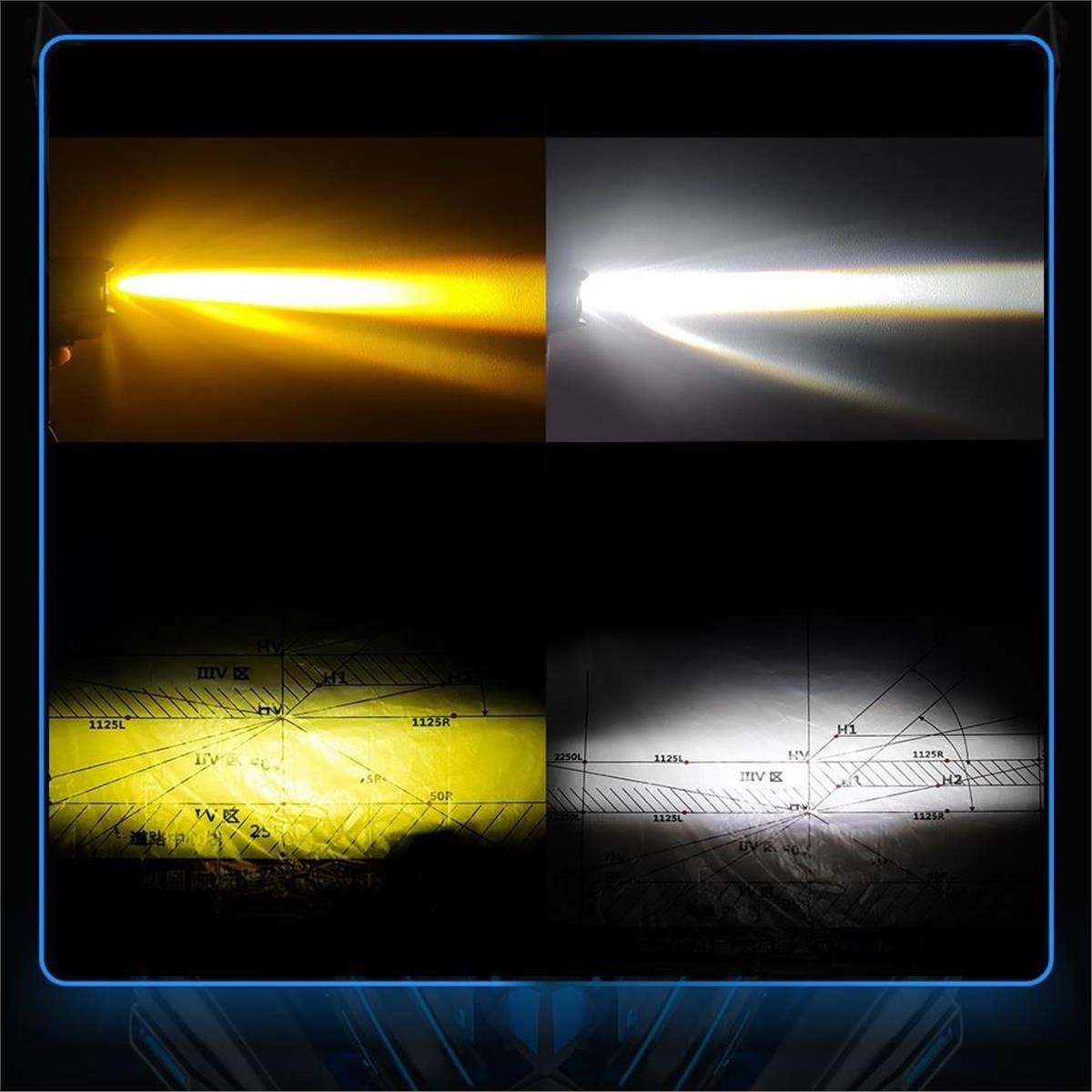 2 ADETMotosiklet Çift Göz Led Lazer Sis Farı Delici Beyaz Sarı Çift Renk 12-80 Volt 