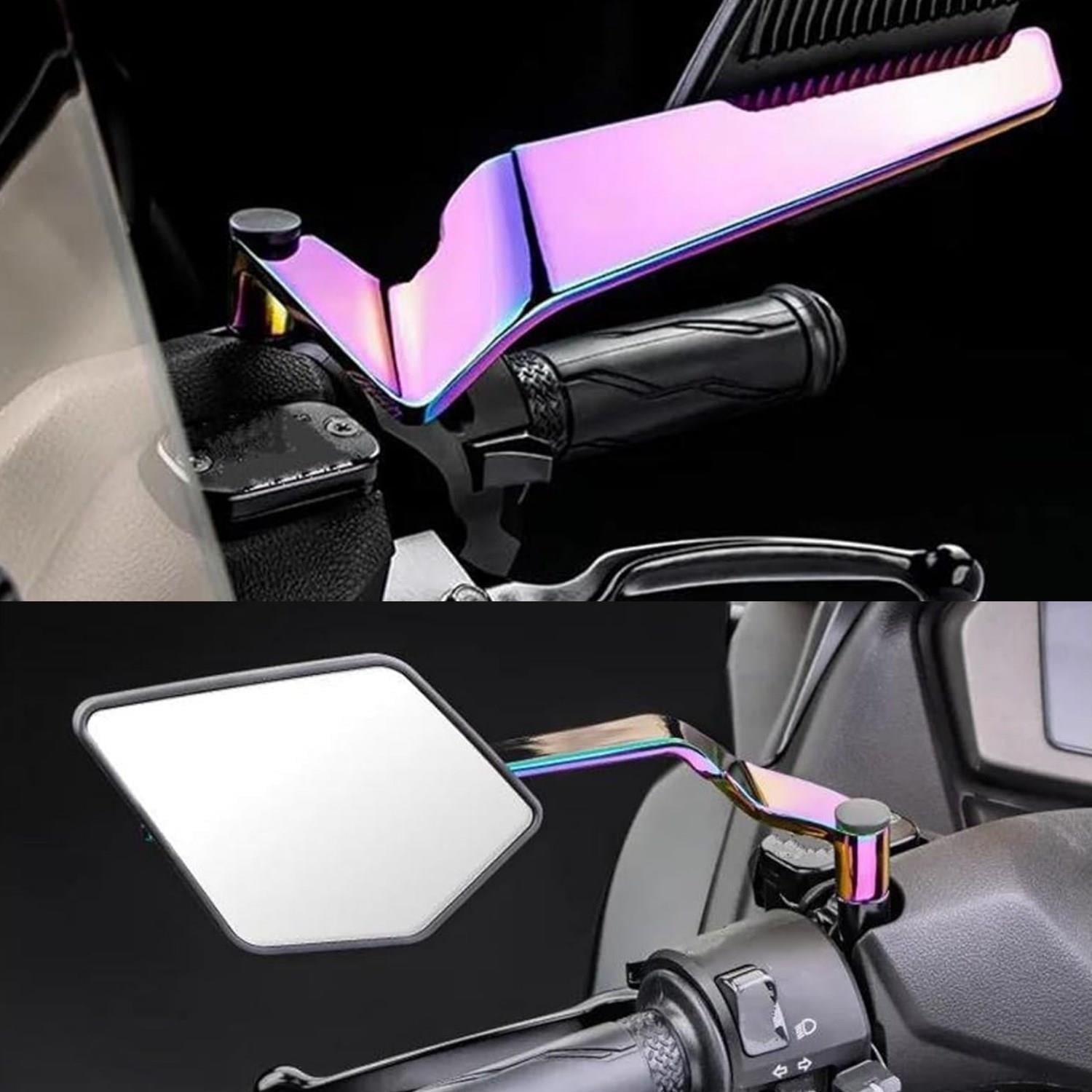 Motosiklet İridyum Renk Universal Katlanır Ayna Seti Rüzgar Kanatlı Modifiye Renkli Motosiklet Ayna