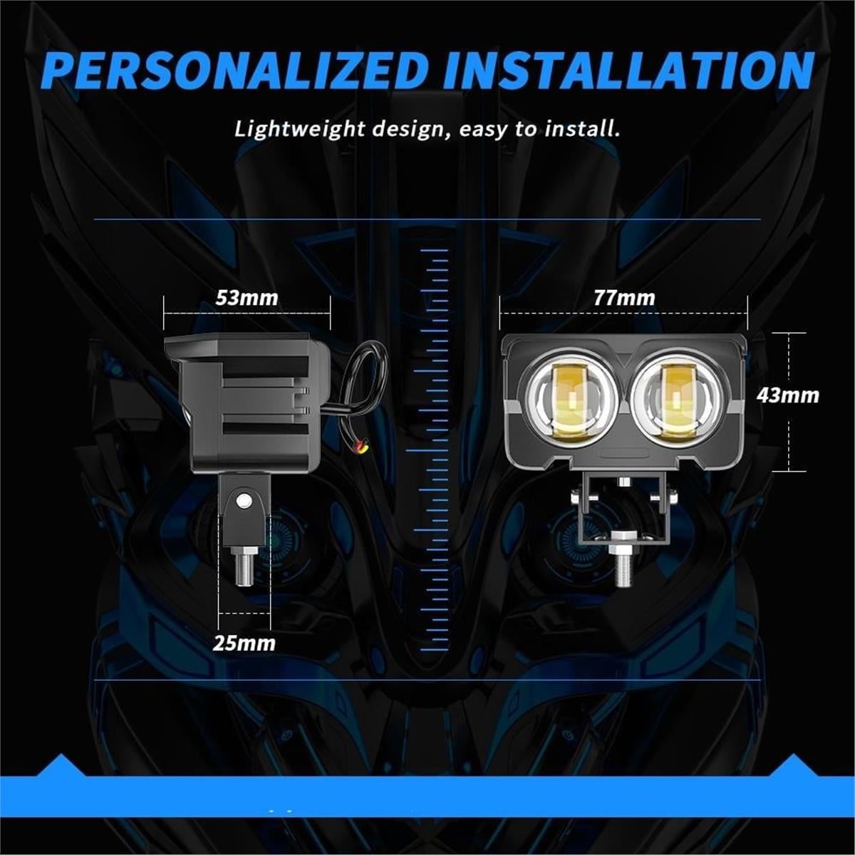 2 ADET Motosiklet Led Sis Farı  Metal Kasa Baykuş Model Delici Beyaz Sarı Çift Renk