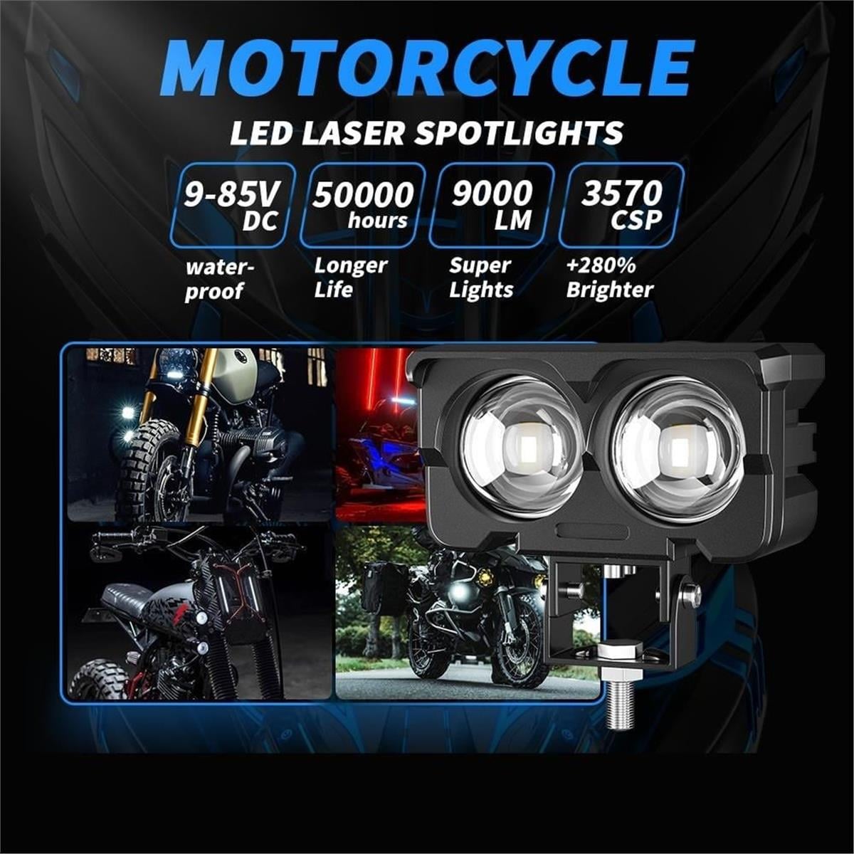 2 ADET Motosiklet Led Sis Farı  Metal Kasa Baykuş Model Delici Beyaz Sarı Çift Renk