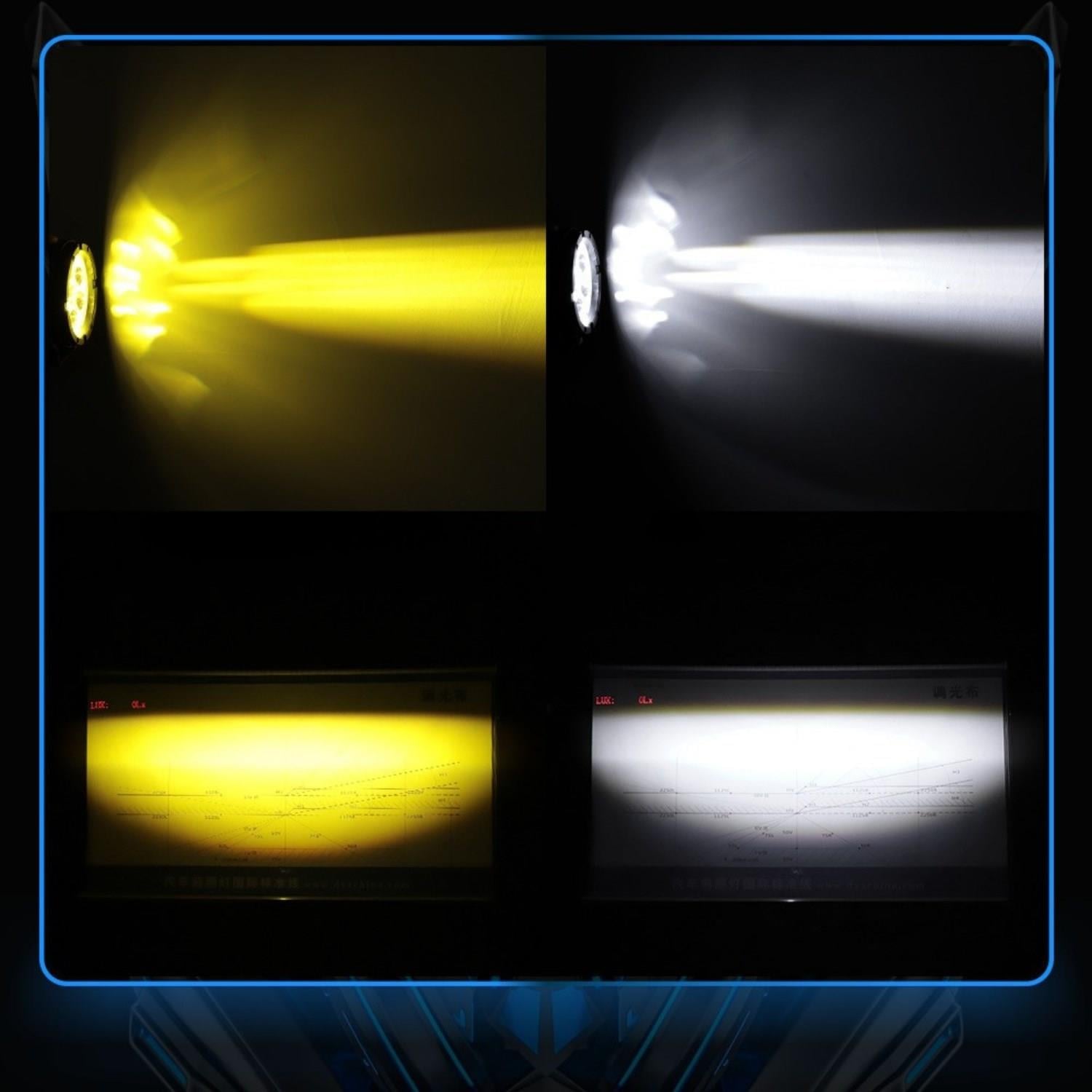 Motosiklet Profesyonel Led Sis Farı Kiti Renk Kapaklı 100w Modlu Beyaz + Kapak İle  Sarı Sis Farı
