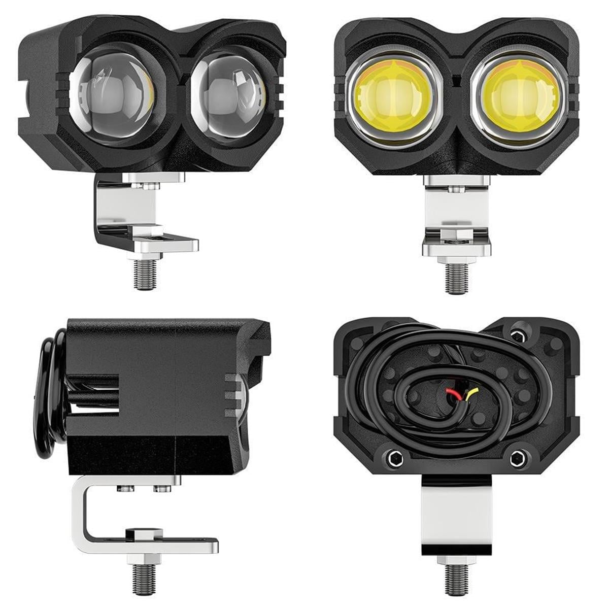 2 ADET Motosiklet Sis Farı  Metal Kasa Baykuş Model Delici Beyaz Sarı Çift Renk 12-80 Volt