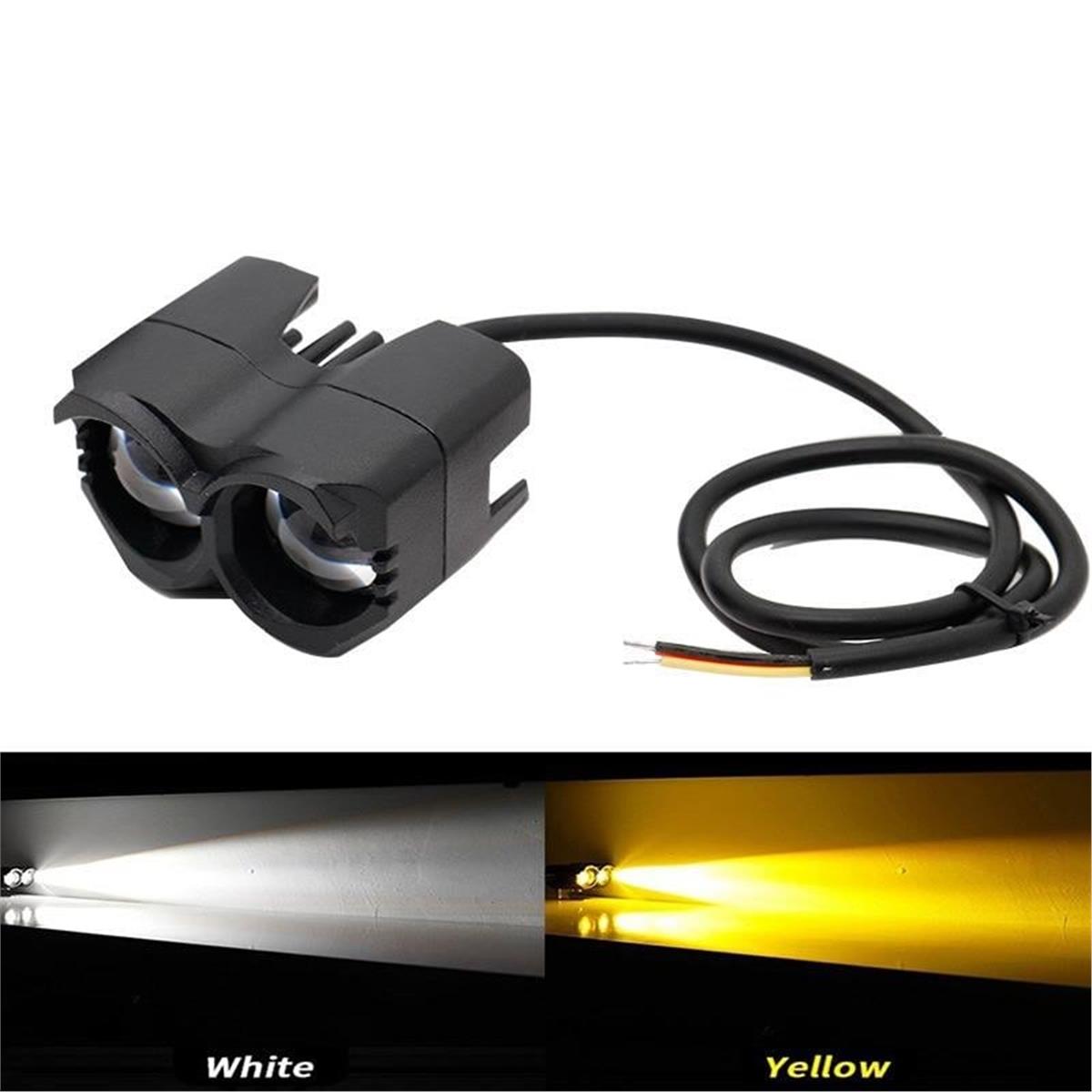 2 ADET Motosiklet Sis Farı  Metal Kasa Baykuş Model Delici Beyaz Sarı Çift Renk 12-80 Volt