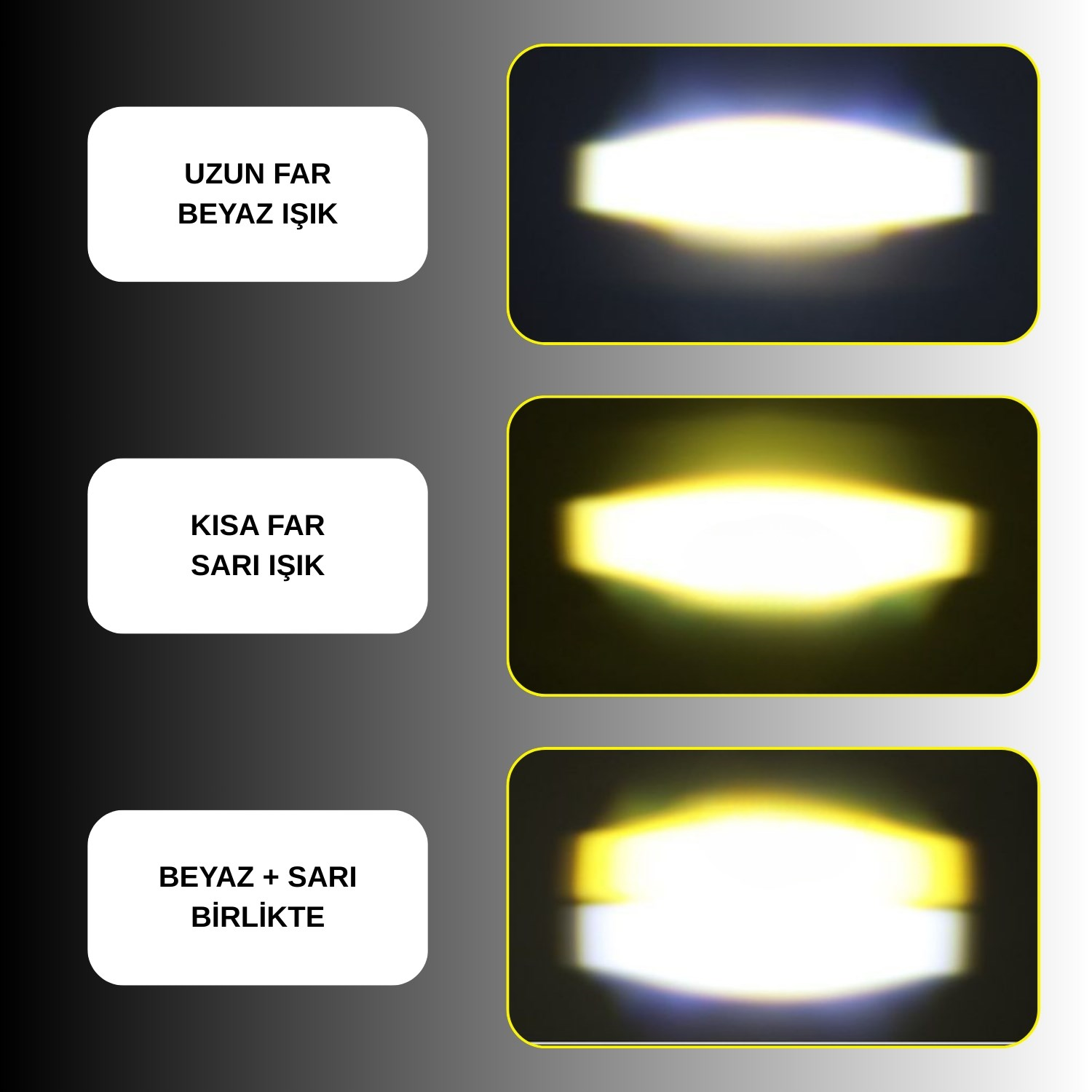 Motosiklet Sis Farı Çift Renk Tüm Montaj Aparatları ve Kablo Set ile Kolay Montaj