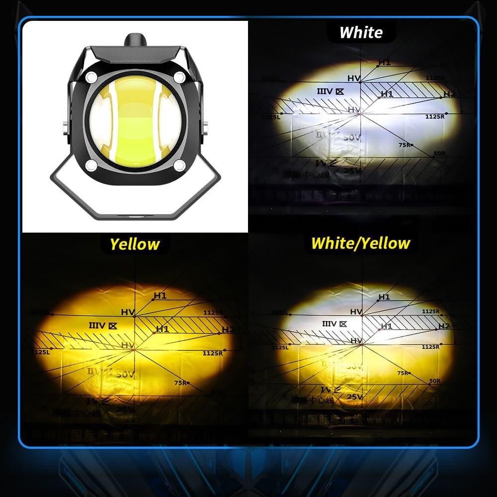 2 ADET Motosiklet  Sis Farı Lazer Led Beyaz Sarı Renk Metal Kasa Takım Motosiklet Aksesuar Lamba
