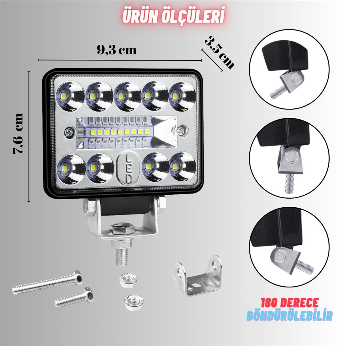 Off Road 3 inç Led Çalışma Lambası 12-24V  Traktör Tır Kamyon ATV Yüksek Performanslı Sis Farı Metal Kasa