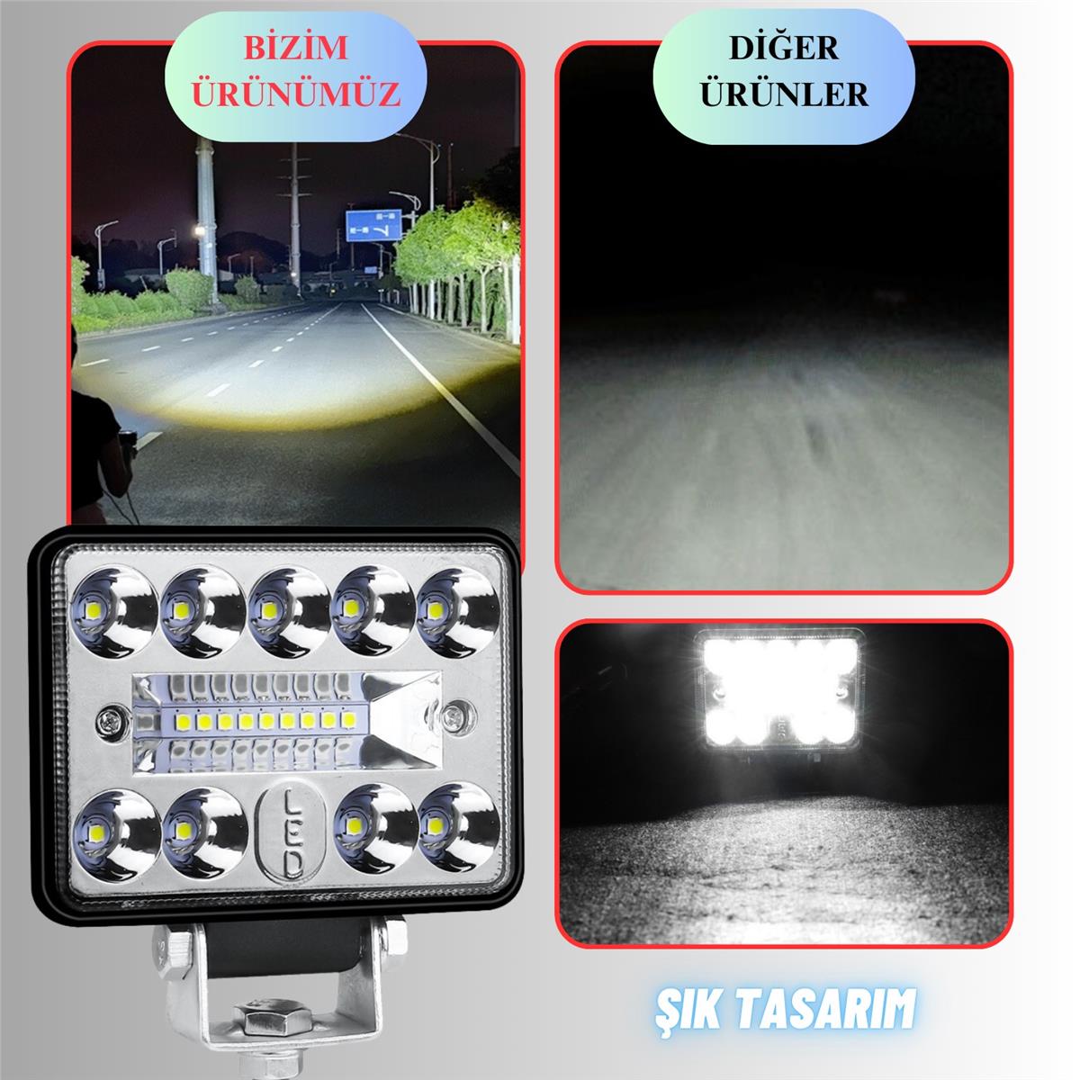 Off Road 3 inç Led Çalışma Lambası 12-24V  Traktör Tır Kamyon ATV Yüksek Performanslı Sis Farı Metal Kasa