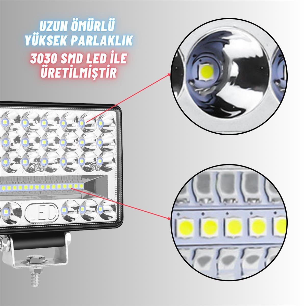 Off Road 5 inç Led Çalışma Lambası 12-24V  Traktör Tır Kamyon ATV Yüksek Performanslı Sis Farı Metal Kasa