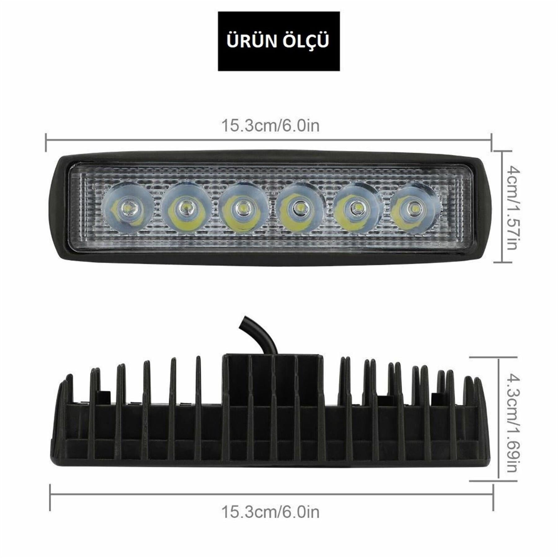 Off Road 6 inç 18 W 6 LED Plastik Kasa Mini Led Bar Oto Gündüz Led Sis Farı  1 Adet