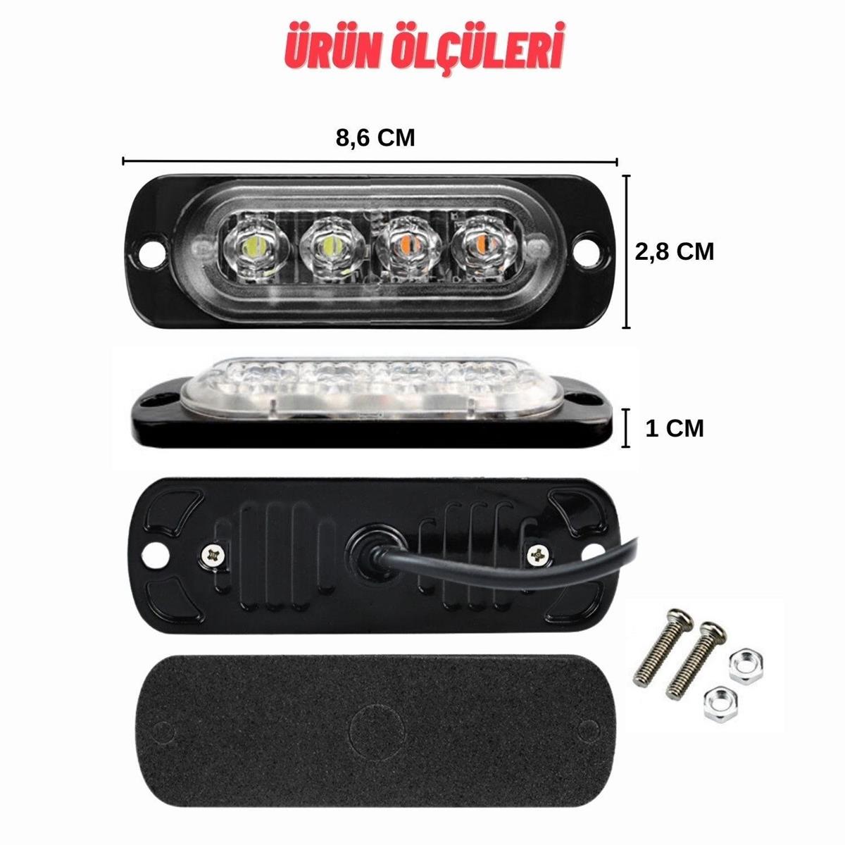 Off Road Arazi Aracı Kamyon Kasa Dorse 12-24V 4 Led 8 Mod İkaz Ve Sinyal Lambası 