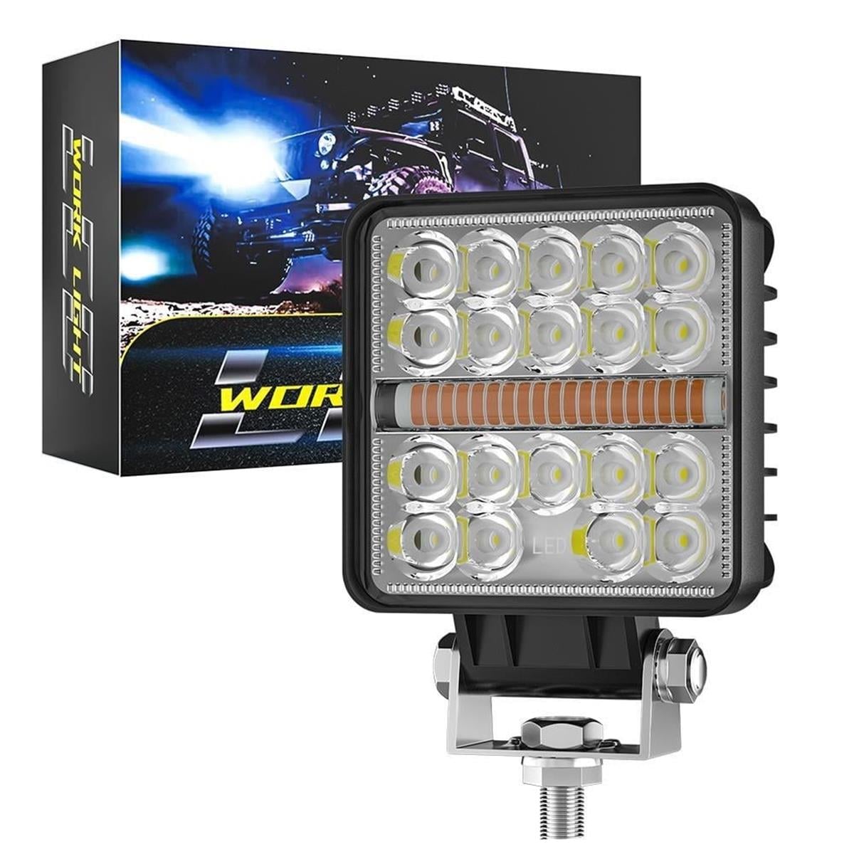 Off Road Çakarlı DRL Gündüz Led Kare Çalışma Lambası Traktör Tekne Tır Kamyon ATV Spot Sis Farı