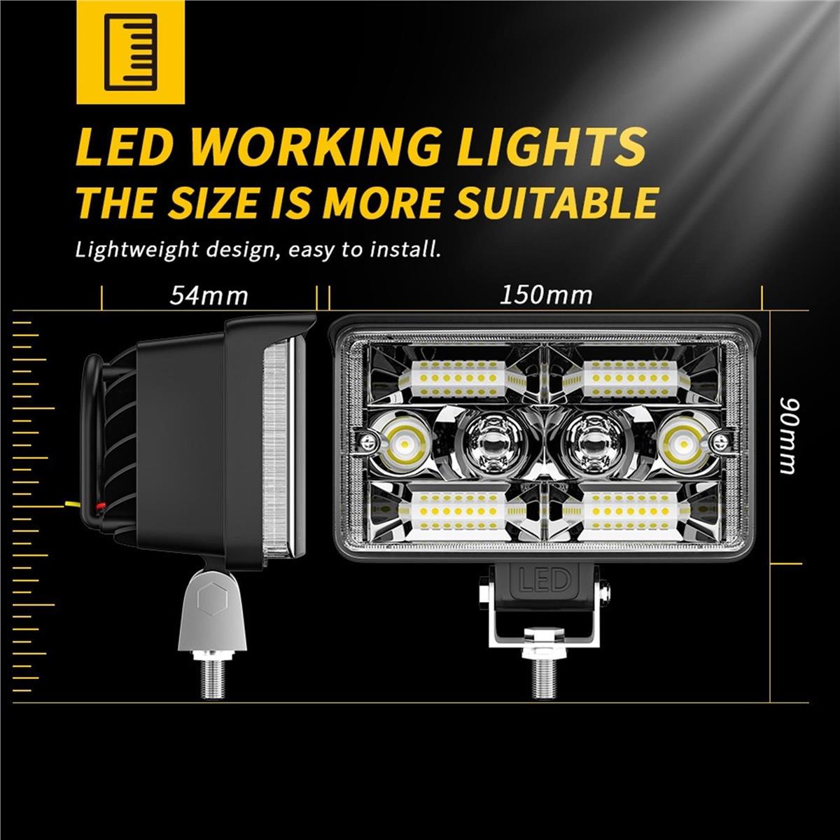 Off Road Delici Spotled 4 İnç 130 Watt Çift Renk Beyaz Sarı Çalışma Lambası Ve Sis Farı