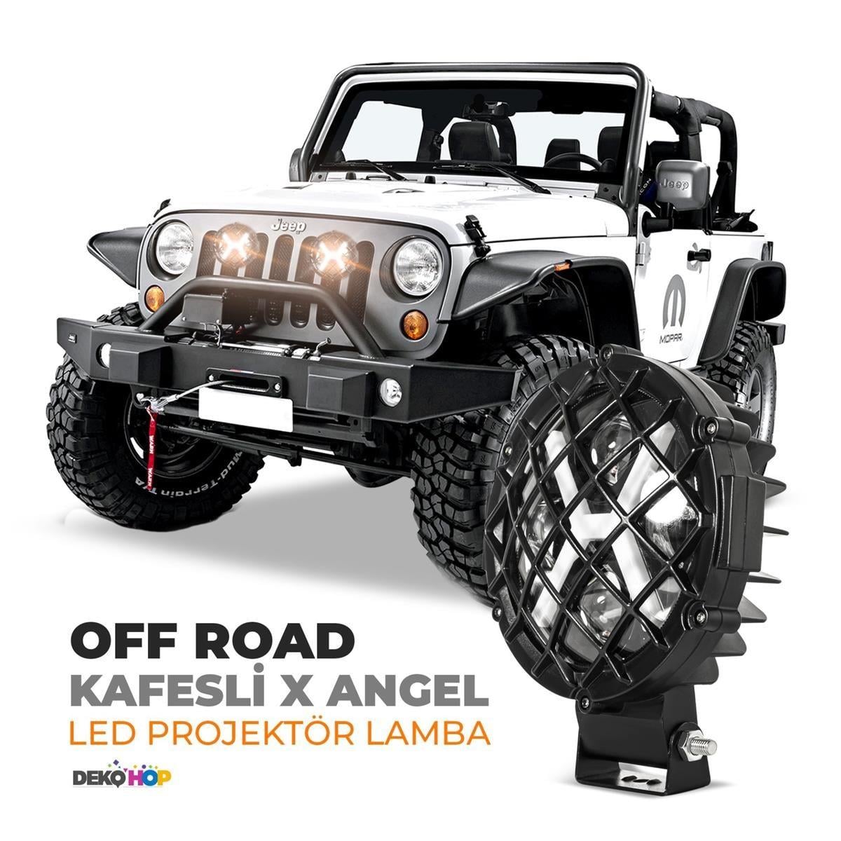 Off Road Kafesli X Angel Projektör 1 ADET Led Çalışma Ve Sis Lambası
