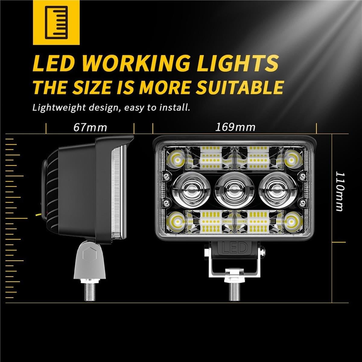 Off Road Spotled 5 İnç 156 Watt Çift Renk Beyaz Sarı Çalışma Lambası Ve Sis Farı