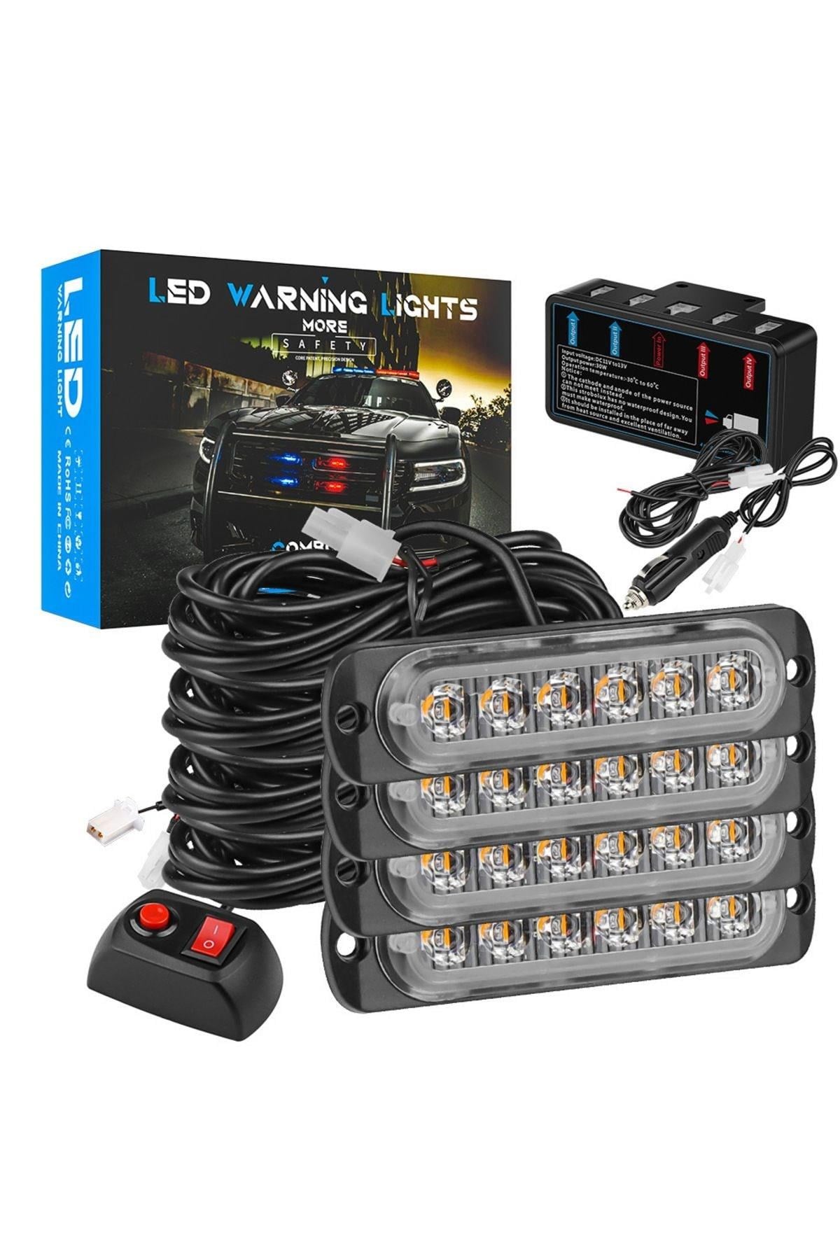 Off Road SUV Pick-up İş Makinası Led İkaz Sinyal Çakar Lamba Seti Beyaz Sarı 18 Mod Led Işık Seti
