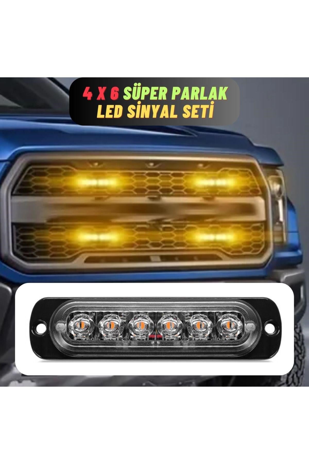 Off Road SUV Pick-up İş Makinası Led İkaz Sinyal Çakar Lamba Seti Beyaz Sarı 18 Mod Led Işık Seti