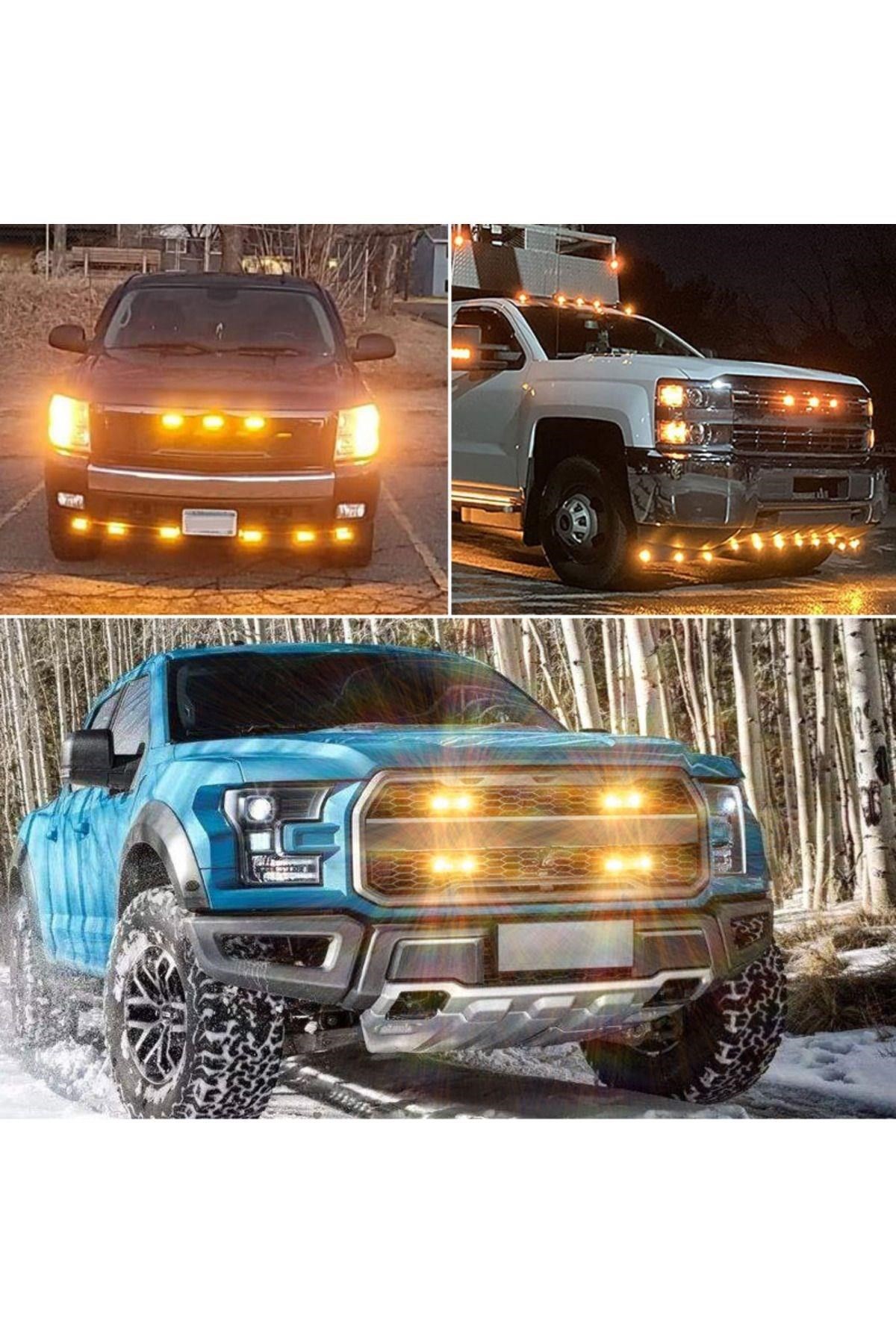 Off Road SUV Pick-up İş Makinası Led İkaz Sinyal Çakar Lamba Seti Beyaz Sarı 18 Mod Led Işık Seti
