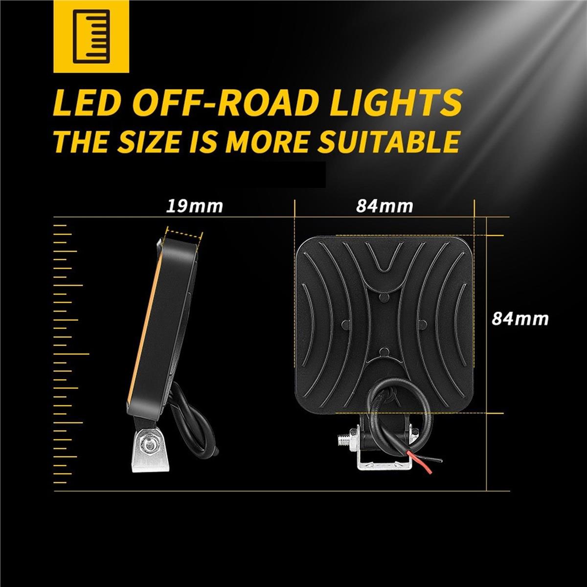 Off Road Traktör Tir Kamyon Sis Fari Ve Çalışma Lambası 16 Led Kare SARI 3 İNÇ 84mm