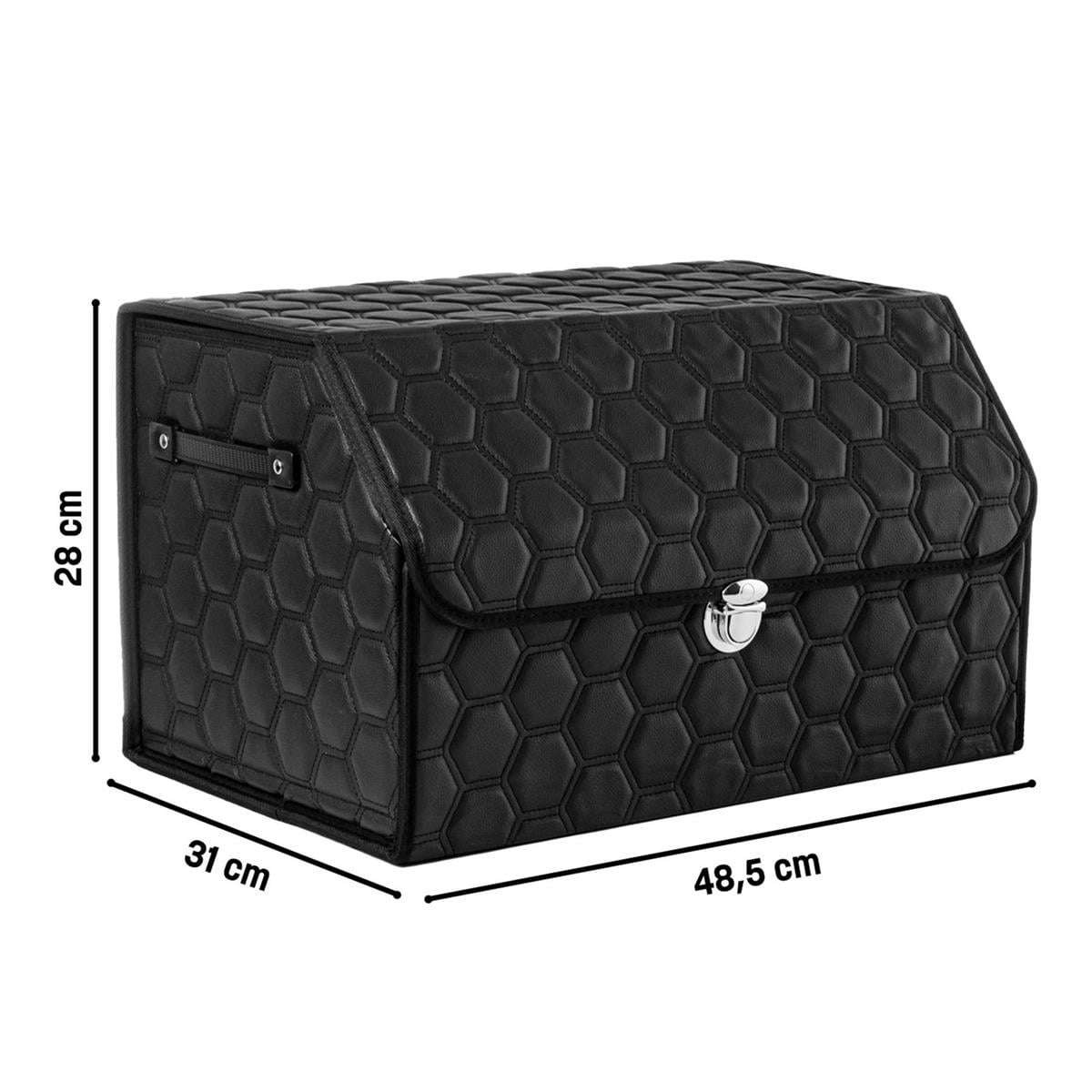 Oto Bagaj Organizeri Kapitone Araç Deri Bagaj Kutu Çanta 48,5x31x28 CM