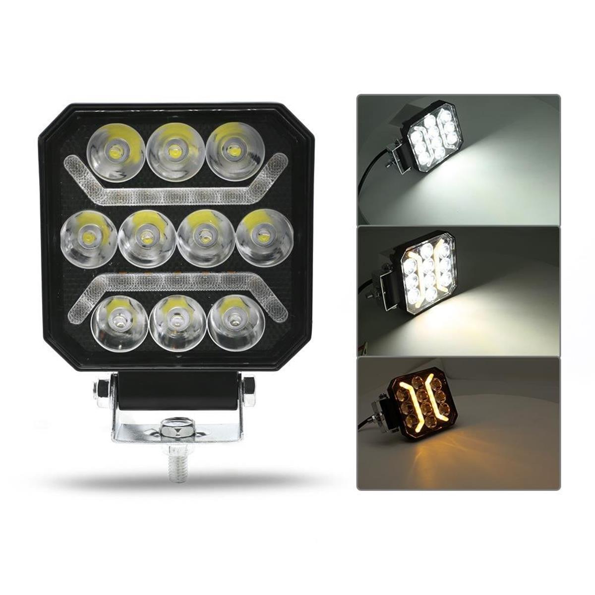Oto Çalışma Lambası 4 inç 12-24V DRL Sarı 2 Mod Flash Traktör Tır Kamyon Tekne Projektör Sis Farı