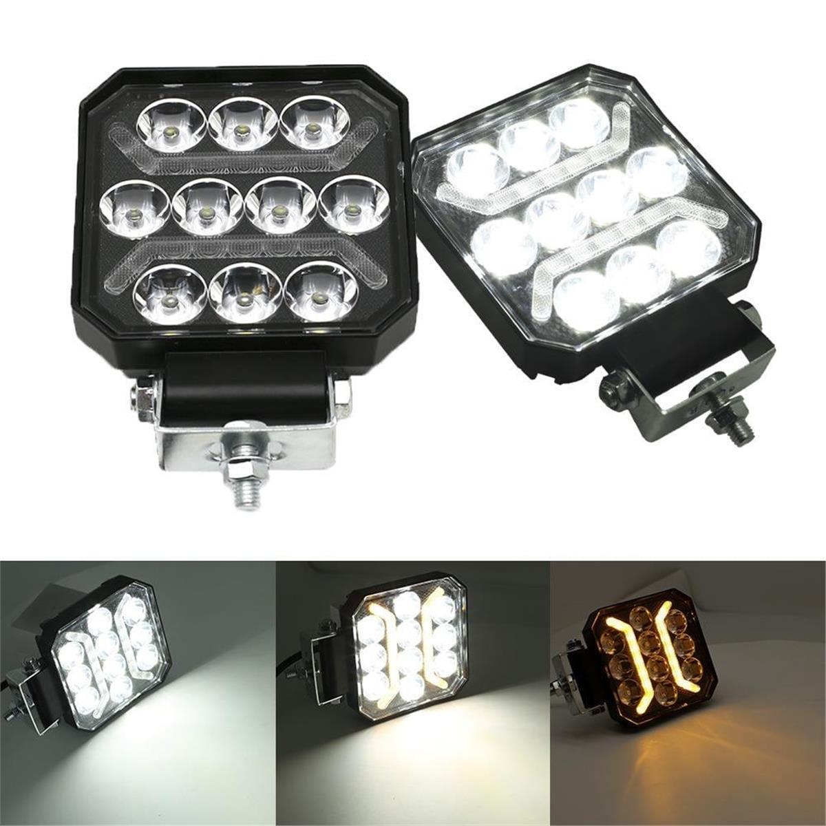 Oto Çalışma Lambası 4 inç 12-24V DRL Sarı 2 Mod Flash Traktör Tır Kamyon Tekne Projektör Sis Farı
