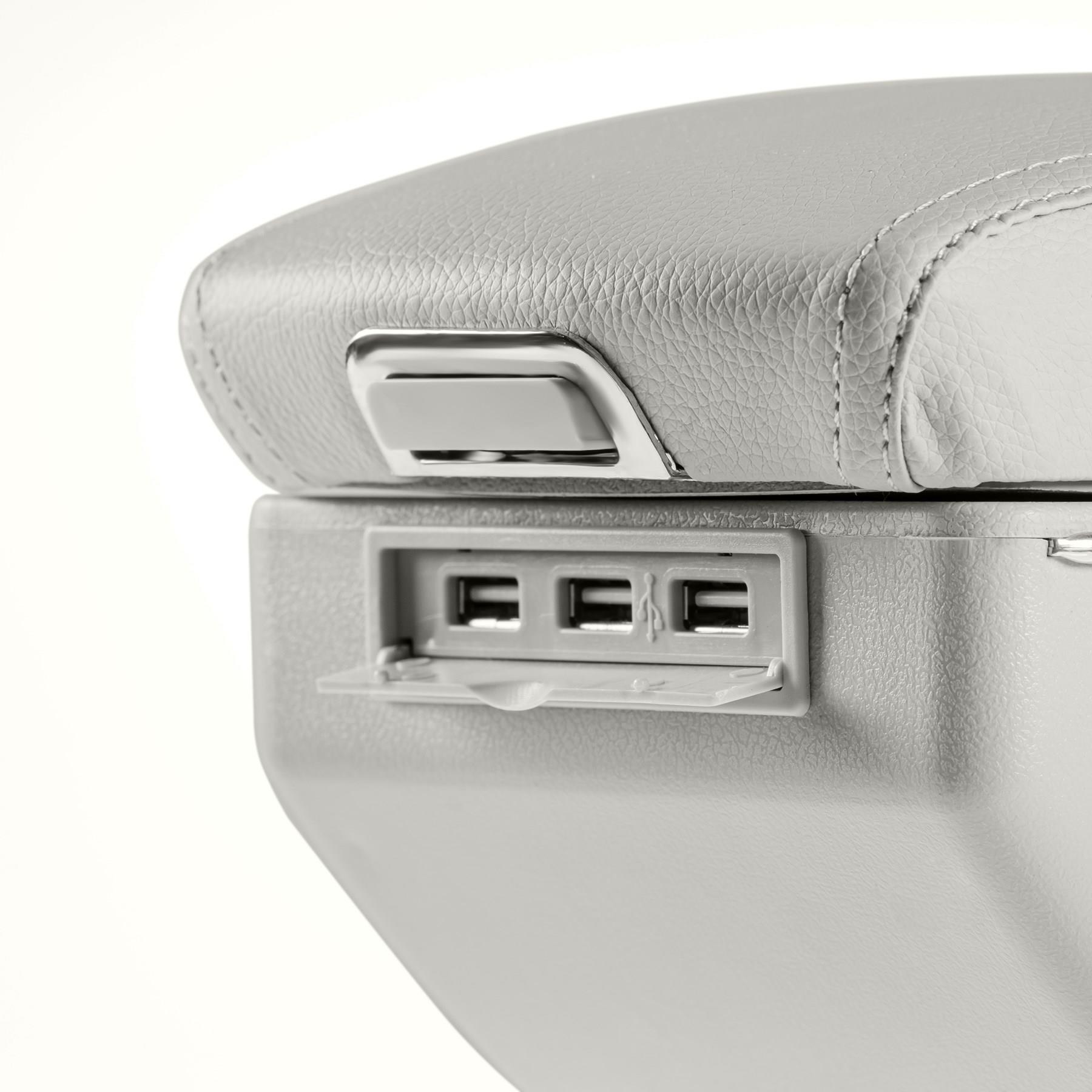 Oto Kolçak Sürgülü ve Usb Şarj Girişli Tüm Araçlara Uyumlu Kol Dayama 7 USB Girişli  Kolçak GRİ