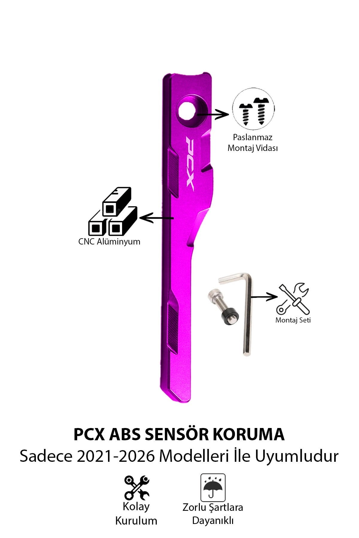 PCX METAL ABS SENSÖR KORUYUCU MOR