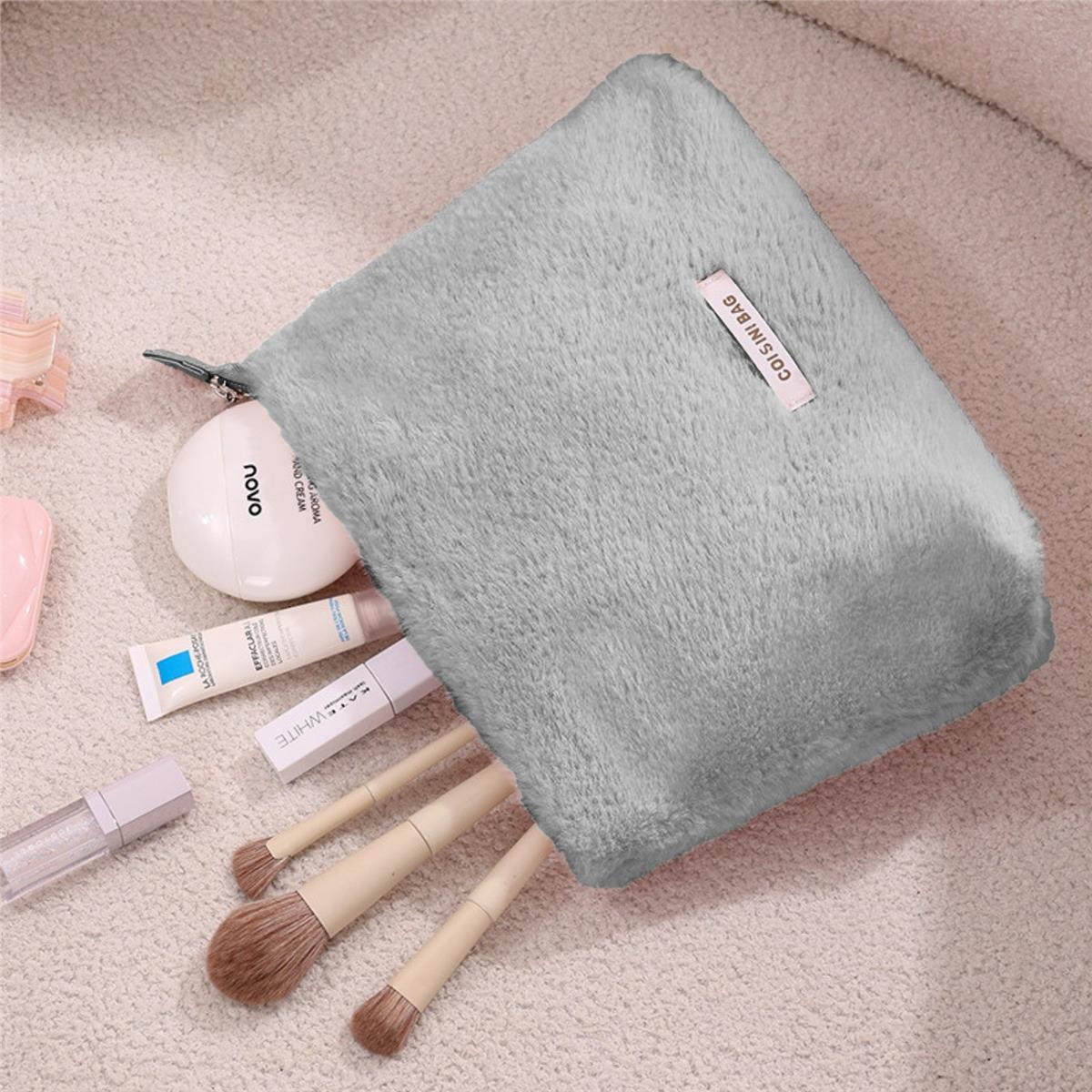 Peluş Makyaj ve Kozmetik Eşya Taşıma Çantası Geniş Hacimli Çanta Organizer