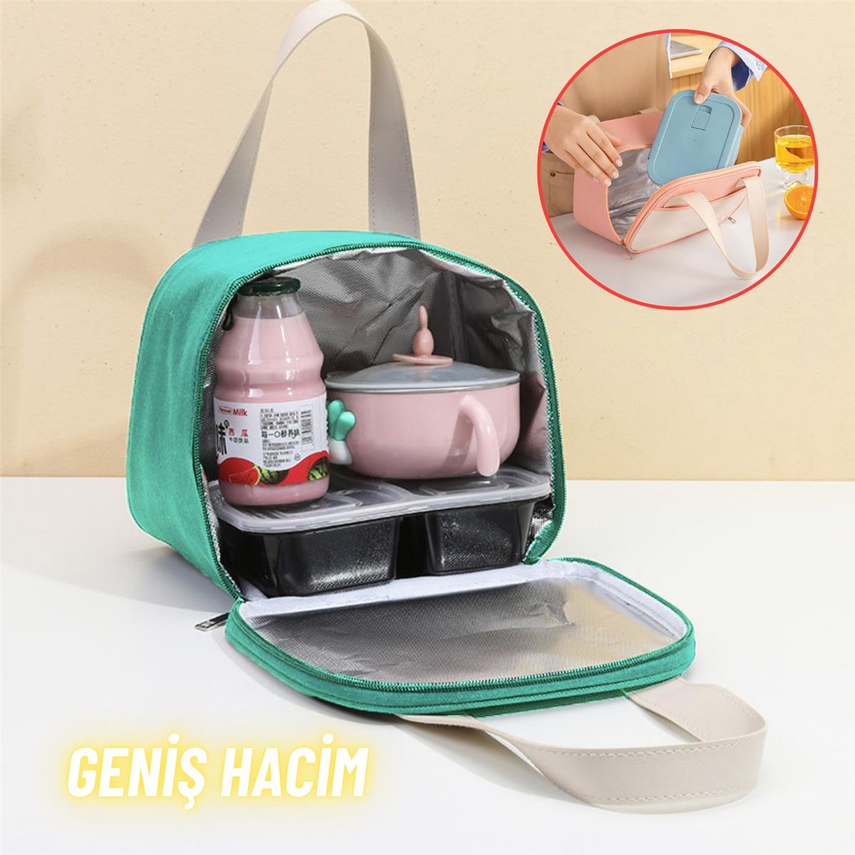Piknik Çantası Sıcak Soğuk Isı Tutucu Yemek Taşıma, Beslenme ve, Günlük İş Yeri ve Seyahat Yemek Çantası