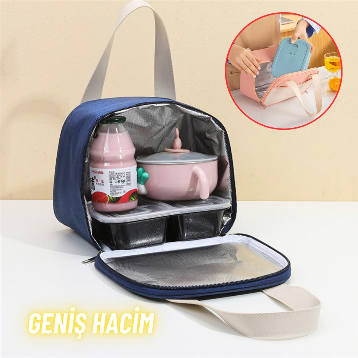Piknik Çantası Sıcak Soğuk Isı Tutucu Yemek Taşıma, Beslenme ve, Günlük İş Yeri ve Seyahat Yemek Çantası