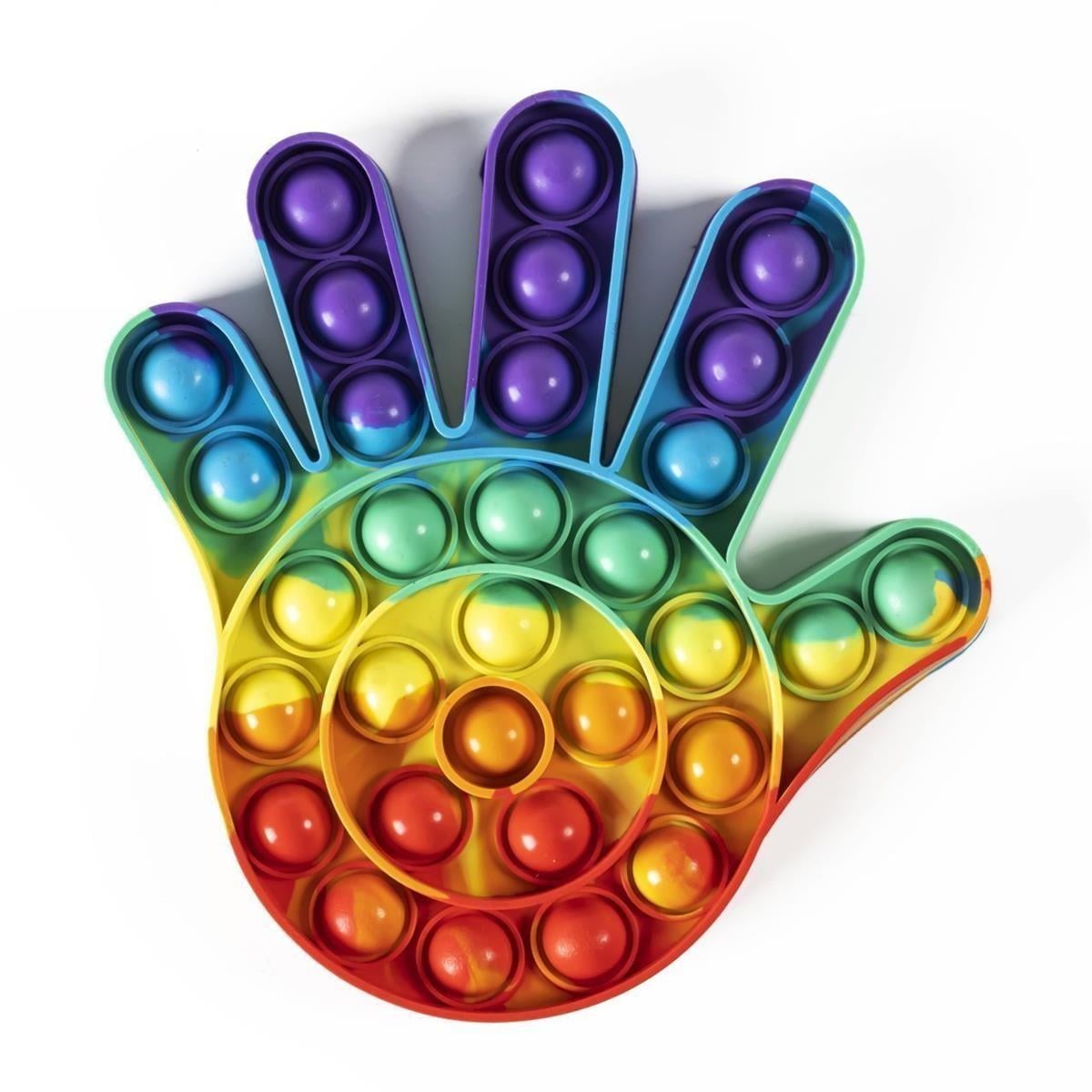 Pop İt Push Bubble Gökkuşağı Tasarımlı El Şekli