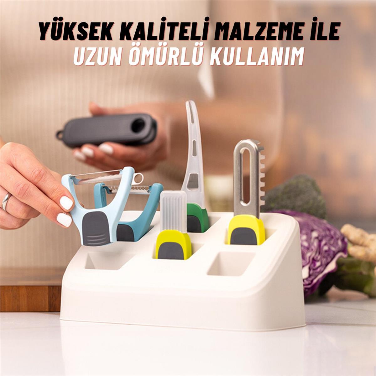 Profesyonel Değişken Başlıklı Sebze Meyve Soyucu Seti, 12 Parça Paslanmaz Çelik