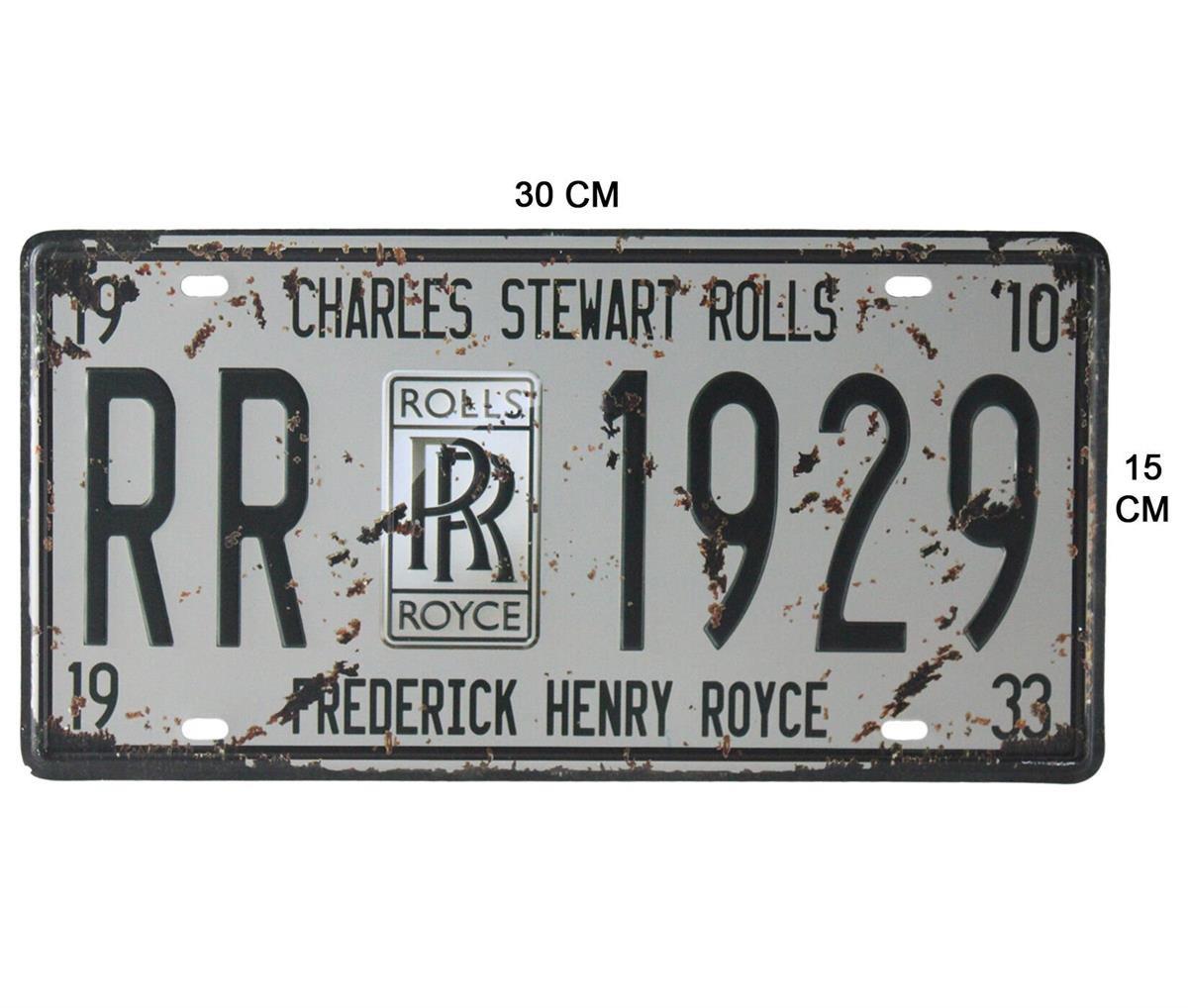 ROLLS ROYCE 1929 Classic Dekorasyon Duvar Süsü Metal Retro Tabela 15X30
