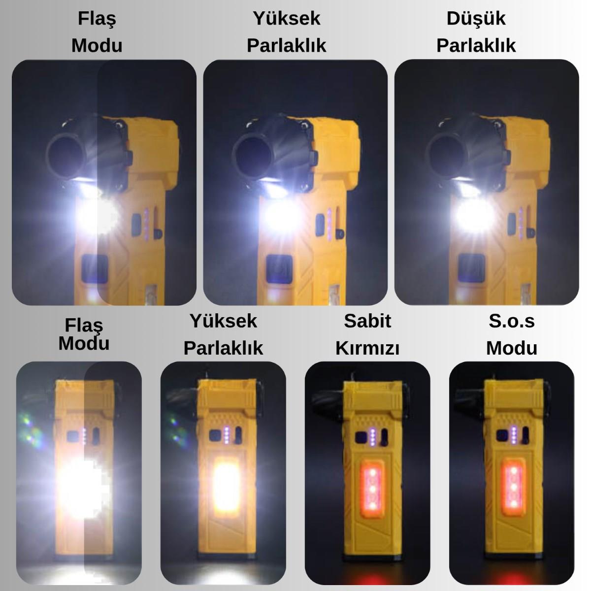 Şarjlı Jet Turbo Fan Araç Kurutucu Led Işık Çakar İkaz Devir Ayarlı Mangal Üfleme Klavye Temizleme