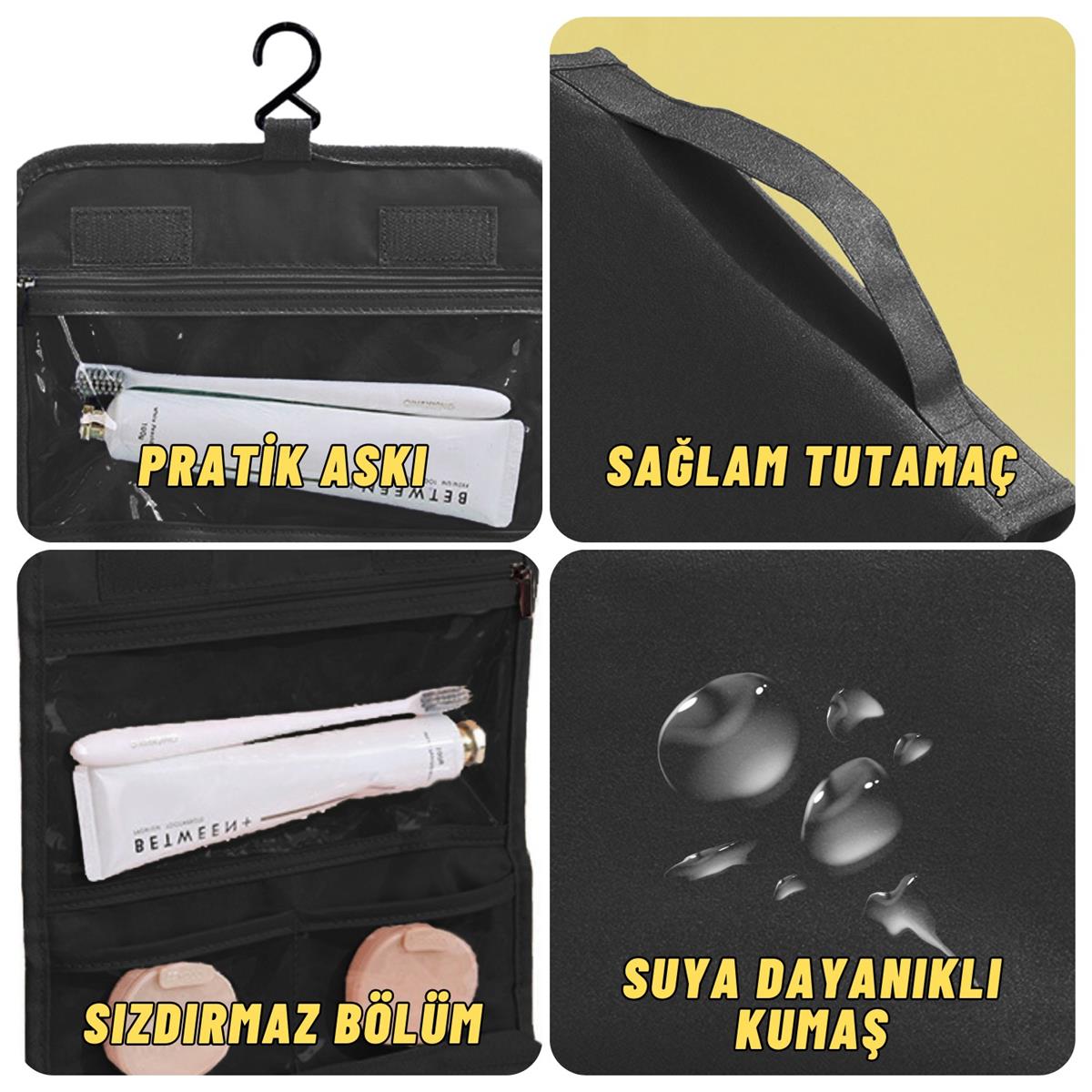 Seyahat Çok Bölmeli Traş Makyaj ve Kozmetik Malzemeleri Taşıma ve Saklama Organizer Çantası