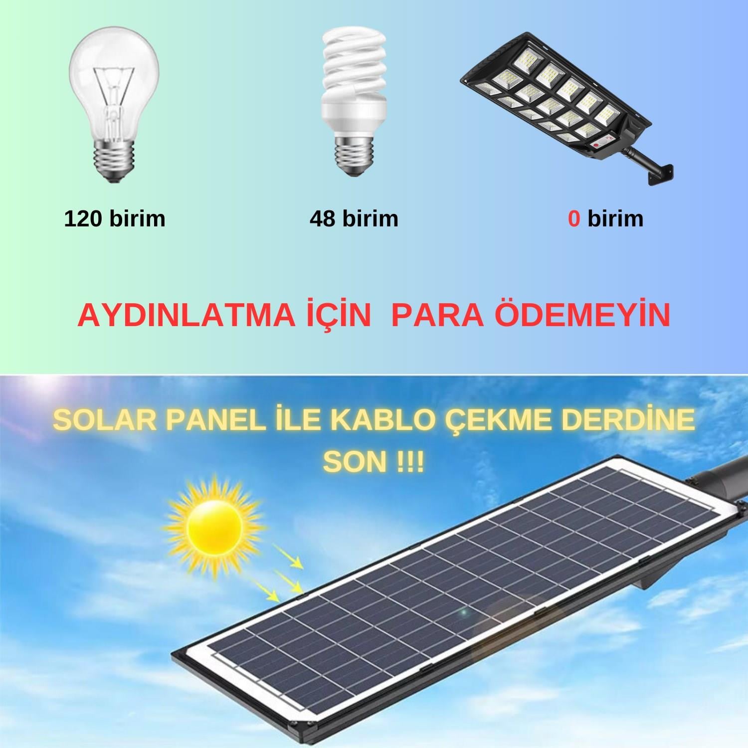 Solar Aydınlatma Güneş Enerjili Lamba 200W Kumandalı  Led Bahçe Sokak Aydınlatma Lambası 