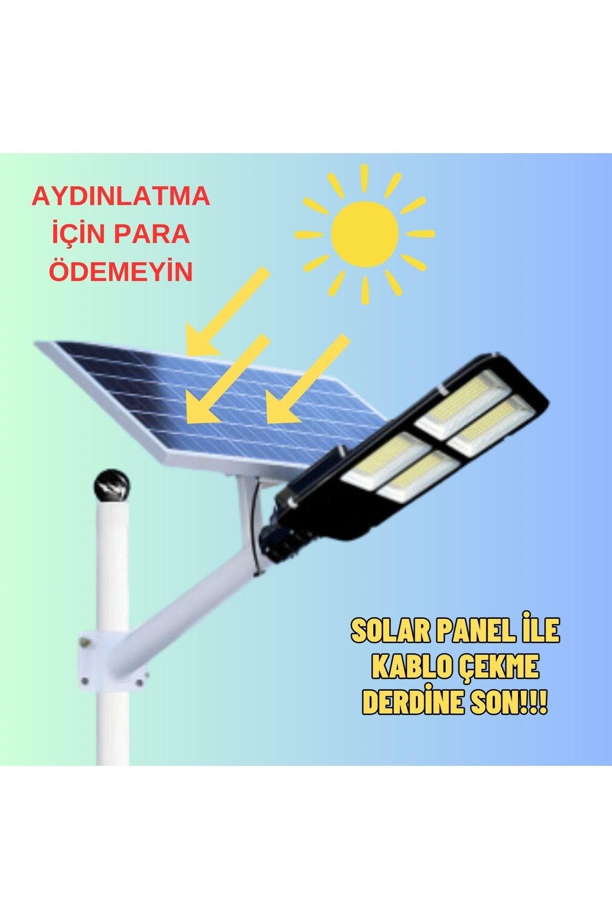 Solar Güneş Enerjili 400W Kumandalı Yönlendirilebilir Panelli Led Bahçe Sokak Aydınlatma Lambası
