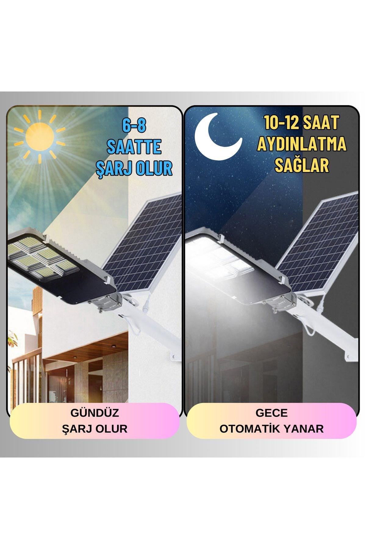 Solar Güneş Enerjili 600W Kumandalı Yönlendirilebilir Panelli Led Bahçe Sokak Aydınlatma Lambası