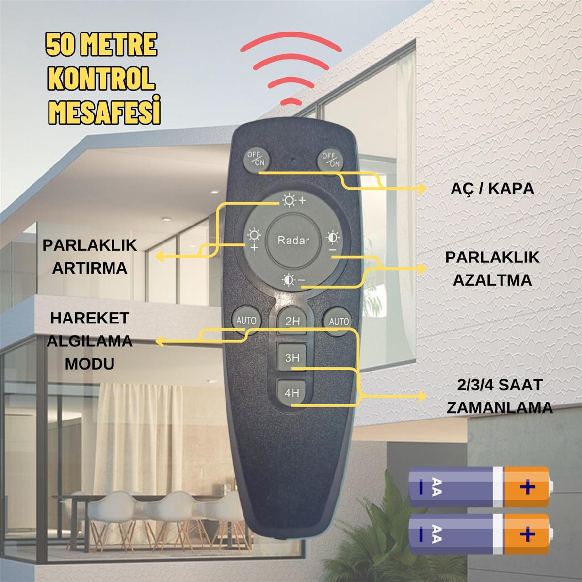 Solar Güneş Enerjili 800W Kumandalı Hareket Sensörlü 640 Led Bahçe Sokak Aydınlatma Lambası 6V/25W