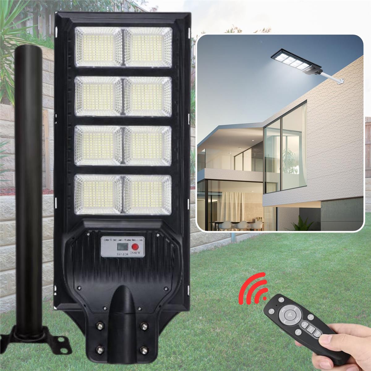 Solar Güneş Enerjili 800W Kumandalı ve Hareket Sensörlü 800 Led Bahçe ve Sokak Aydınlatma Lambası 