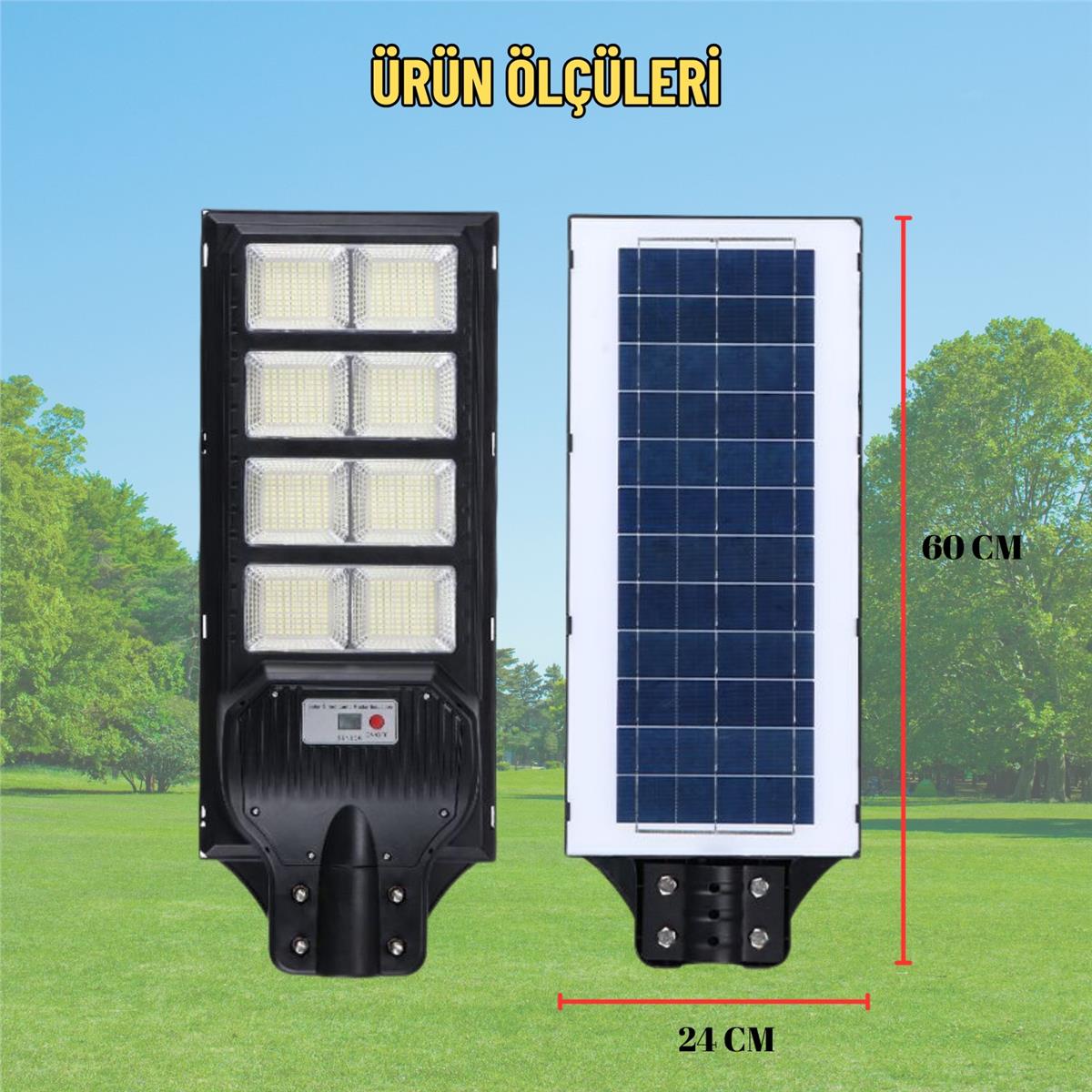 Solar Güneş Enerjili 800W Kumandalı ve Hareket Sensörlü 800 Led Bahçe ve Sokak Aydınlatma Lambası 