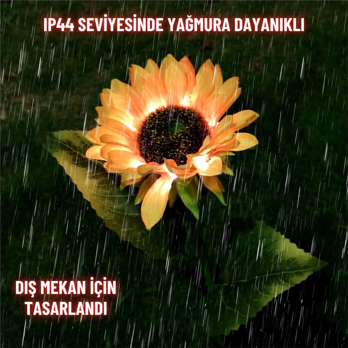 Solar Güneş Enerjili Ayçiçeği Günebakan Aplik LED Lamba - Bahçe, Veranda, Merdivenlerinizde Şık Peyzaj Aydınlatması 4 Lü Set
