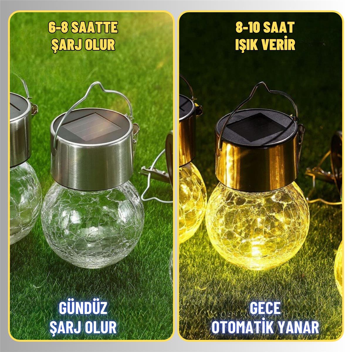 Solar Güneş Enerjili Kırık Cam Desen Aplik LED Lamba - Bahçe, Veranda, Merdivenlerinizde Şık Peyzaj Aydınlatması 1 Adet