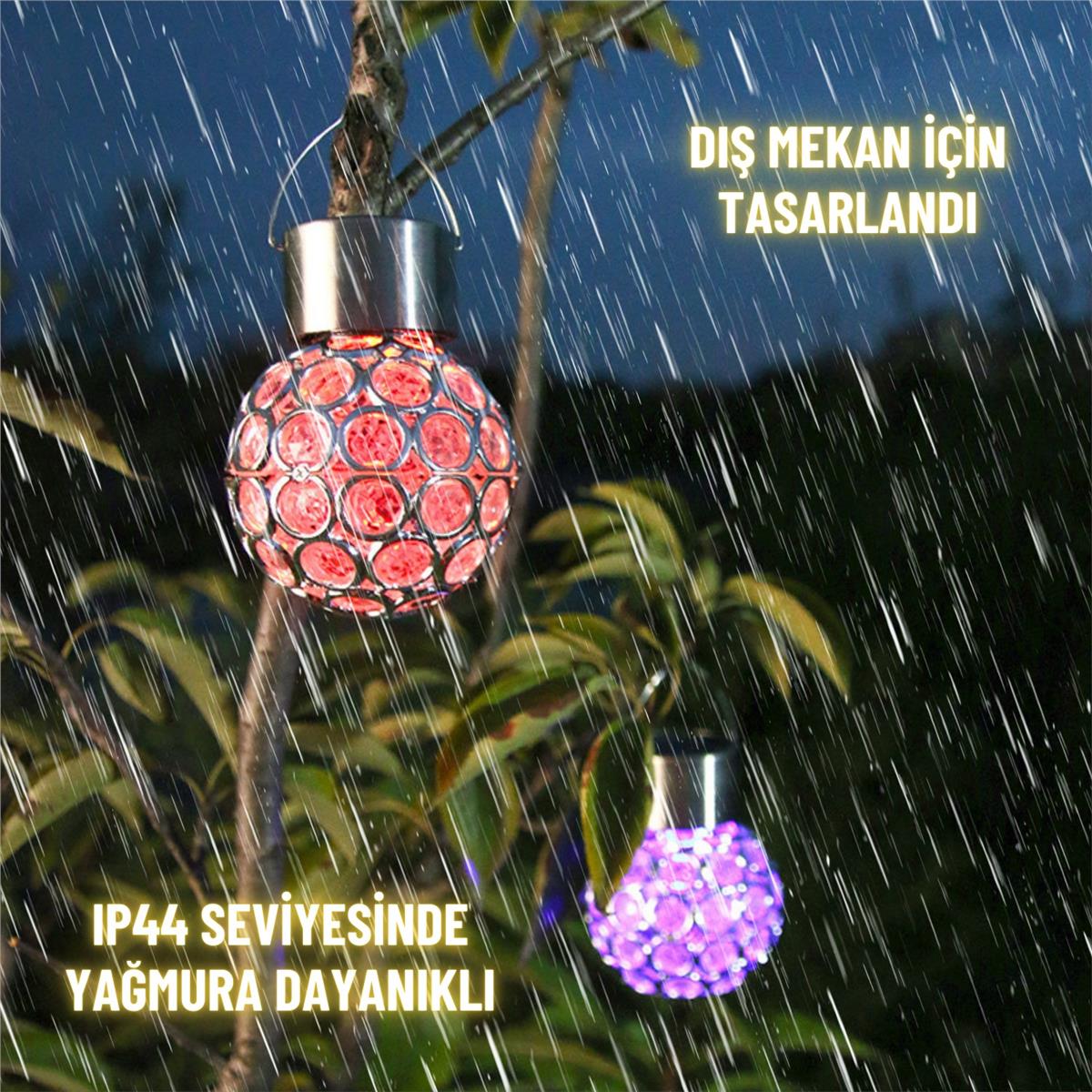 Solar Güneş Enerjili RGB Küre Aplik LED Lamba - Bahçe, Veranda, Merdivenlerinizde Şık Peyzaj Aydınlatması 1 Adet