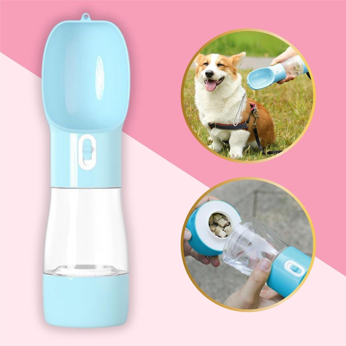 Taşınabilir Kedi Köpek Mama Ve Su Kabı Şişesi Seyahat Gezi Ve Park Yürüyüş İçin 2si 1 Arada
