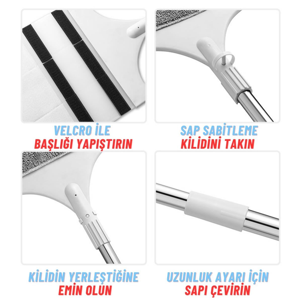 Teleskopik Saplı Aralık Toz Temizleyici Yıkanabilir Mop Ev Ve İşyerleri İçin Pratik Çözüm