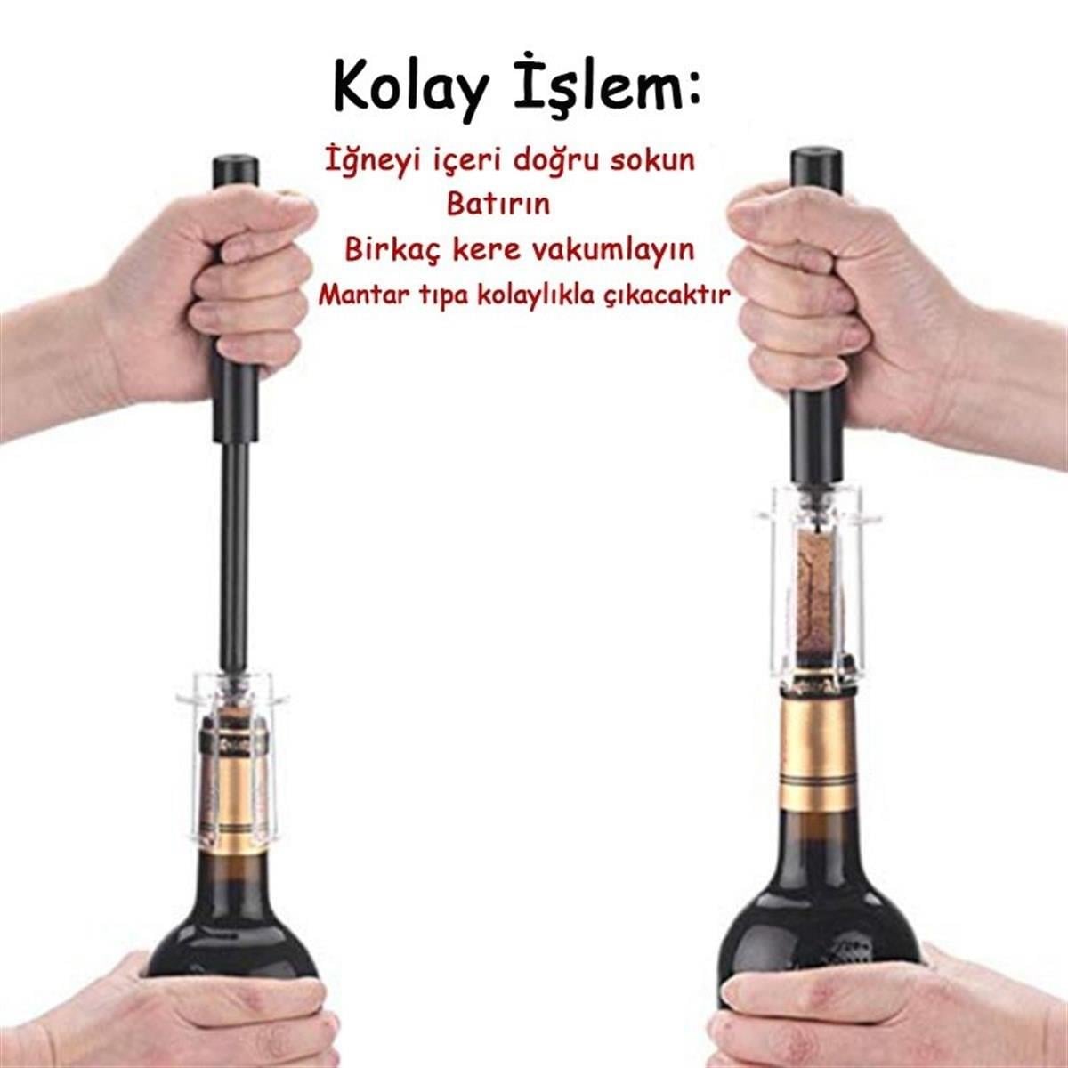 Tirbüşon Basınçlı Pratik Şişe Şarap Mantar Açacağı